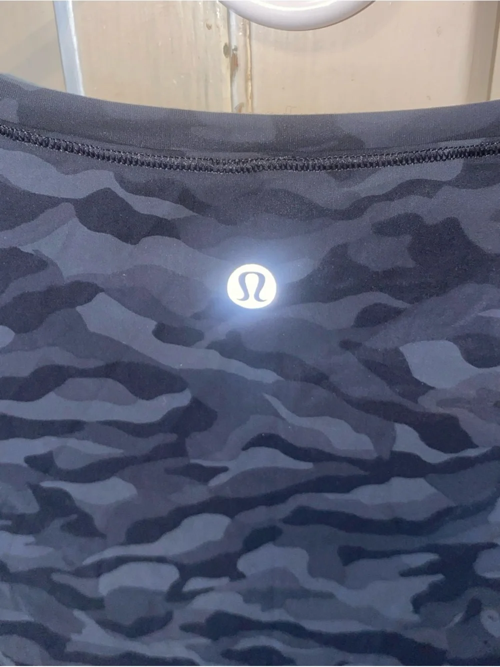 lululemon athletica Navy Camouflage Short Sleeve Tee with Eyelet Hem